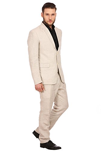 WINTAGE Men's Pure Linen Sky Blue Suit2