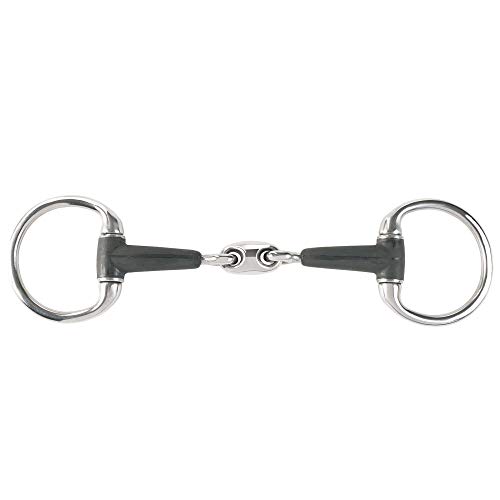 HORZE doppelt gebrochenes Gummi-Olivenkopfgebiss, Schwarz, 125