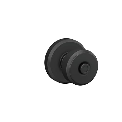Image of Schlage F40 BWE 622 GSN Bowery Door Knob with Greyson Trim, Bed & Bath Privacy Lock, Matte Black