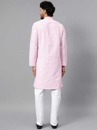 Image of LATEST CHIKAN Men's Checkered Cotton Blend Straight Kurta