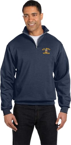 MilitaryBest U.S. Navy Veteran Embroidered Quarter-Zip Pullover2