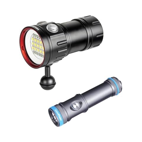 LetonPower Sealion B15 Underwater Video Lights & Tynny-13se 2200 Lumens Underwater Flashlight, Professional Diving Light for Scube Diving Cover