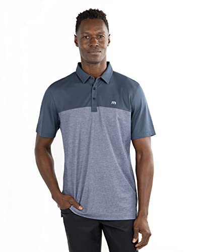 TravisMathew Men's The Rudds 2.0 Polo, Blue Nights/Heather Blue Nights, Large