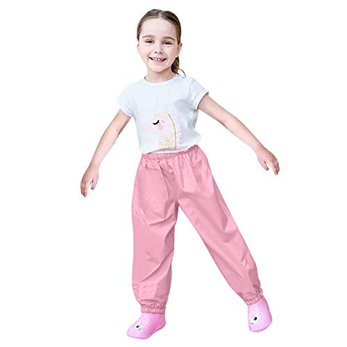Toddler Rain Pants Kids Boys Girls Mud Pants Waterproof Reusable Trousers Lightweight Solid Color Rain Wear Outdoor