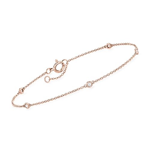 Pure Collection by Ross-Simons 0.10 ct. t.w. Diamond Station Bracelet in 14kt Rose Gold. 6.5 inches