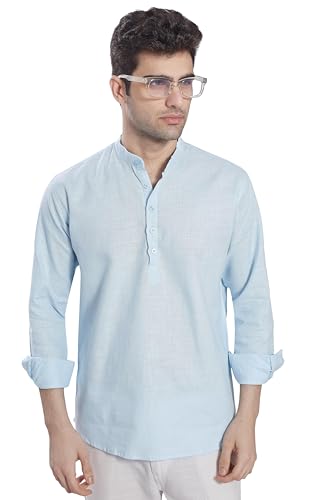 Image of DIVISIVE Men's Slim Fit Full Sleeves Cotton Short Kurta