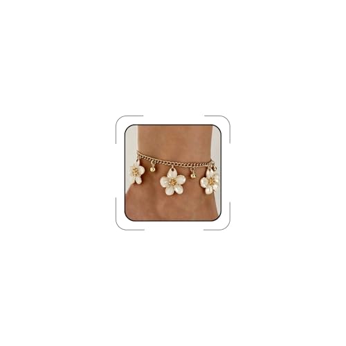 Tobilleras bohemias impermeables de acero dorado para verano