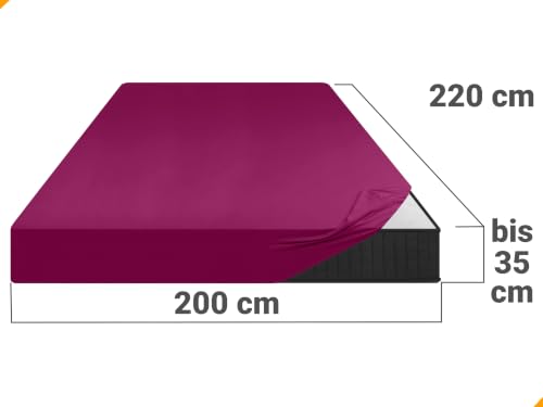 npluseins Jersey Spannbetttuch Baumwolle, 200x220 cm, Pink – Ansicht 3