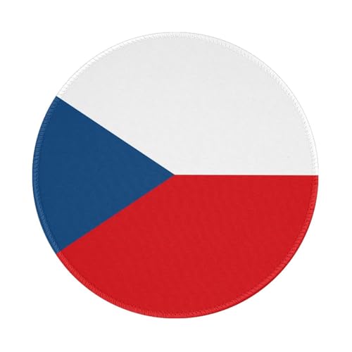 Tapis de souris rond drapeau de la République tchèque, base en caoutchouc antidérapant, idéal pour le bureau et les jeux, tapis de souris de bureau 20,3 cm