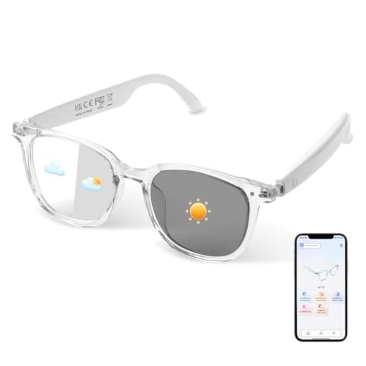 AI Smart Glasses for Men & Women, AI-Powered By Translation, Noise Reduction, Open Ear Audio Mic & Speakers, Translation Glasses with Photochromic Lenses, Support 169 Languages, Business/Travel(White)