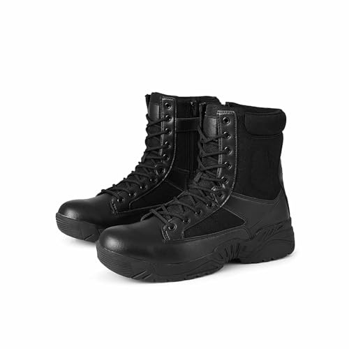 NVBHOF Mens Non Slip Combat Boots, Outdoor Breathable High Top Suede Leather Military Training Boots, Lightweight Lace Up Tactical Boots, for Hiking Military Boots