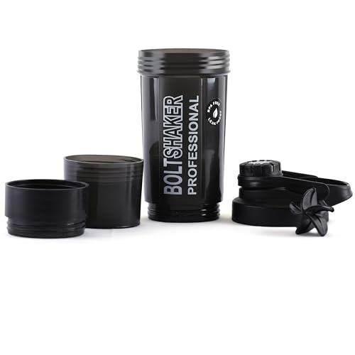 Image of Zyro Protein Funnel & Bolt Protein Shaker Bottle with Blending Mixer Ball 600 ml Shaker (Pack of 2, Multicolor, Plastic)