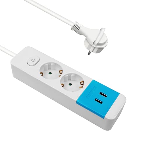 EXTRASTAR Regleta Enchufe con 2 Tomas y 2 Puertos de USB, Alargad...