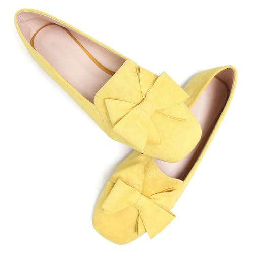 TN TANGNEST Women's Square Toe Bowknot Ballets Flats Slip on Solid Color Dressy Flat Shoes4