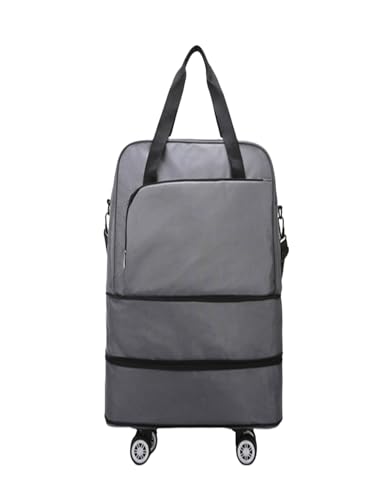 Carry-On with Spinner Wheels Rolling Duffle Bag with Wheels - Expandable & Foldable Travel Bag Water-Resistant Weekender Overnight Bag for Sports & Short Trips(Gray)