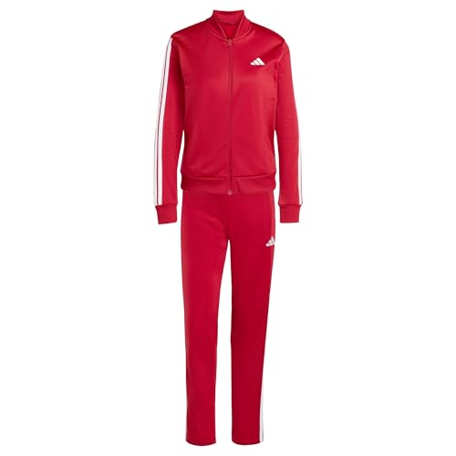 adidas Women's ESSENTIALS 3-STRIPES TRACKSUIT, active maroon, L