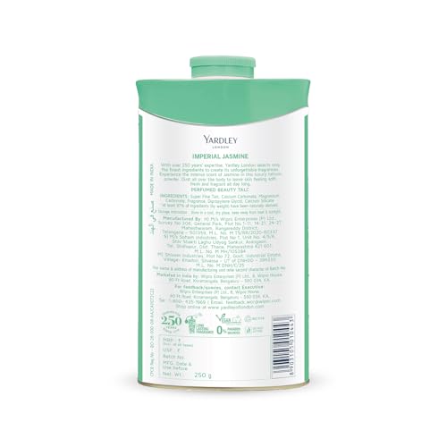 Jasmine Perfumed Talcum Powder - 250 g. 8.8 oz, Deodorizing Talc