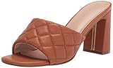 The Drop Women's Pattie High Block Heeled Mule Sandal, Quilted Toffee, 7