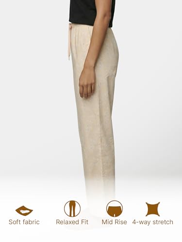 Image of Enamor Mid Rise Full Length Adjustable Drawstring Hangout Pant for Women - Relaxed Fit, Combed Cotton - E4A5