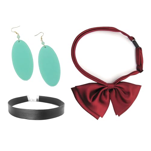 Ayase Cosplay Earrings and Choker Bow Tie Halloween Cosplay Costume Accessories