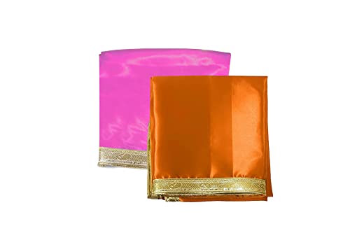 Image of Pooja Clothe for Mandir || Pooja Clothe for Multi Purpose Use || Pooja Cloth (Pink&Orange)
