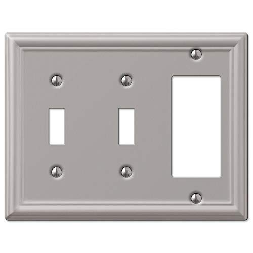 Image of Amerelle 149TTRBN Chelsea Steel Double Toggle /Single Rocker-GFCI Wallplate, Brushed Nickel