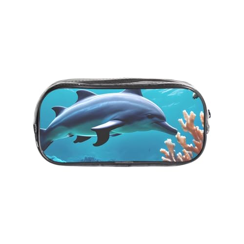 OAZCVBNN Hermoso estuche transparente con estampado de delfines del mundo submarino para niños y niñas, organizador transparente de papelería, estuche transparente