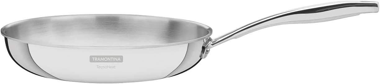 Tramontina Stainless Steel Grano Frying Pan 3-Ply For Induction, Electric, Gas And Ceramic Glass Hobs, ‎Cookware, Kitchen, 26 Cm, 2.2 Litres, 62155260