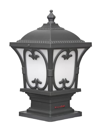 Image of Azurite Outdoor Aluminum Casting Gate lamp Waterproof Unbreakable B-22 Holder, Exterior Beautiful Grey Outdoor gate lamp(Include Bulb) Pack of 1 Gate Light Outdoor Lamp