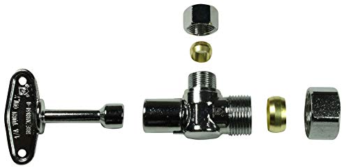 Image of Heavy Duty Loose Key 1 /2 in. NOM Comp Inlet x 3 /8 in. OD Compression Outlet Chrome Plated Brass 1 /4 Turn Single Piece Body Angle Stop Valve (2 Pack)