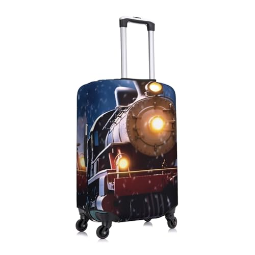 Winter Christmas Snow Night Railway Train Print Luggage Suitcase Covers Elastic Washable Luggage Protector Luggage Covers For Suitcase3