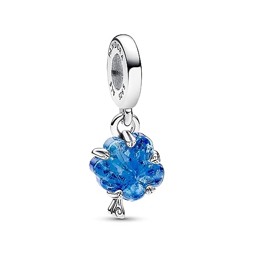 Colgante Pandora Unicef árbol de la vida en plata de ley auténtica con cristal Murano azul