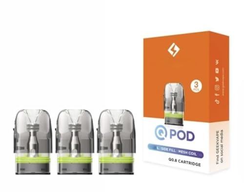 Pods Compatible with Geekvape Q Cartridge - Pack of x3 use with SonderQ SonderQ2 WenaxQ WenaxQ Pro WenaxQ Mini Aegis HeroQ kits - All sizes available No Nicotine (0.8 OHM (Large - Side Fill))