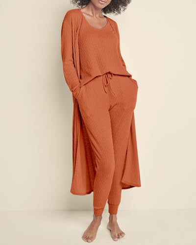 Image of Eurivicy Womens 3 Piece Lounge Set Tank Tops Pants with Long Cardigan