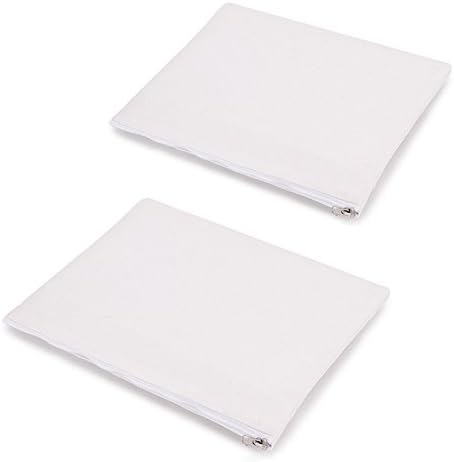 Cotton Canvas Zipper Cosmetic Bag Makeup Bags Tool Organizer with Cotton Lining, 13x18cm, 5.11x7.08 inches, White