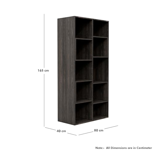 Image of Bniture 10 Tier Engineered Wood Open Book Shelf Wooden Bookshelf for Home, Kids Room & Study Room | Multipurpose Free Stand Corner Book Organizer for Library Room, Office | Flower Wenge