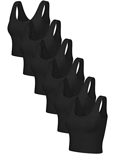 6 Pieces Women Basic Crop Tank Tops Sleeveless Sports Crop Top4