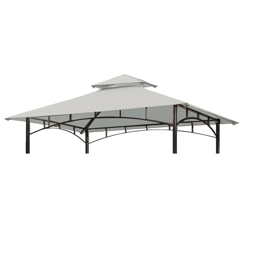 Grill Gazebo Replacement Canopy Top - Wonwon 5x8 Gazebo Roof Double Tiered Outdoor BBQ Roof Cover Grill Shelter Only Fit for Model L-GG001PST-F (Gray)