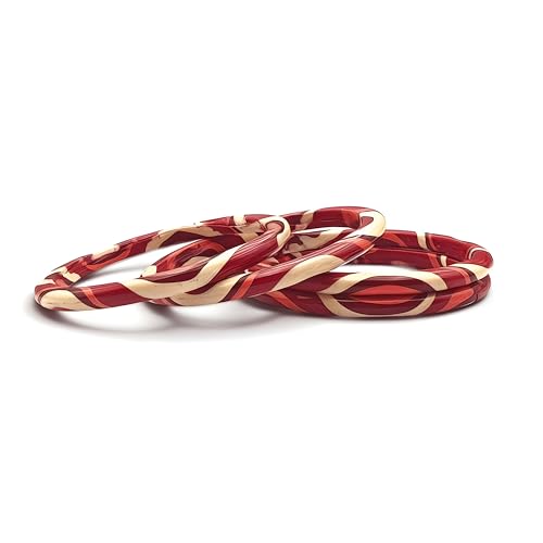 Image of Rajasthani Traditional Lac Bangles Set, Handcrafted Multi-Color Pattern with Gold Accents, Jaipuri Lakh Chudi, Red, Maroon, Pink, Purple, Blue, Green, 4 Piece Set