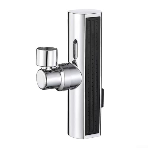 Grifo extendido con cabezal de pulverización de tres modos y boquilla giratoria para fregadero de baño, rociador de grifo antisalpicaduras de cascada en plata con bub