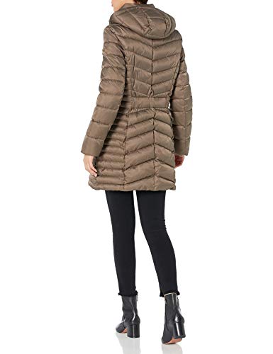 Laundry by Shelli Segal Women's 3/4 Puffer Jacket with Detachable Faux Fur Strip and Bib3