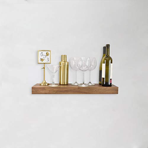 Image of MCS Floating Shelf, Room Decor Wooden Shelf, Walnut Woodgrain, 24 x 8 Inch