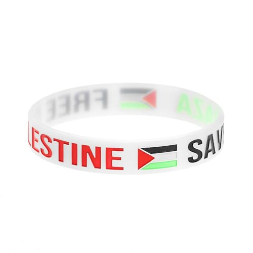 FlagSuperstore White Free Palestine Save Gaza Braccialetto, Misura unica, Panno