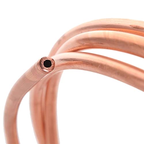 1-5Meters Copper Tube/Copper Coil Air Conditioning Copper Tube 99.9% T2 Soft Copper Tube OD2/3/4/6/8/10/12/14mm, 1pcs (Size : 5M, Style : 6.35mm x 0.7mm)