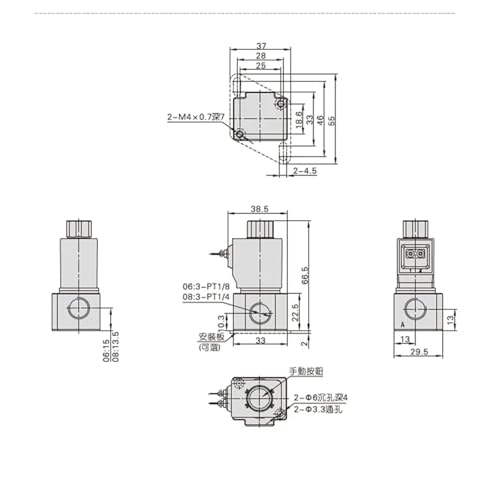 Válvula solenoide de vacío 3V2-06-NC de 12V, componente de inversión para presión negativa 7