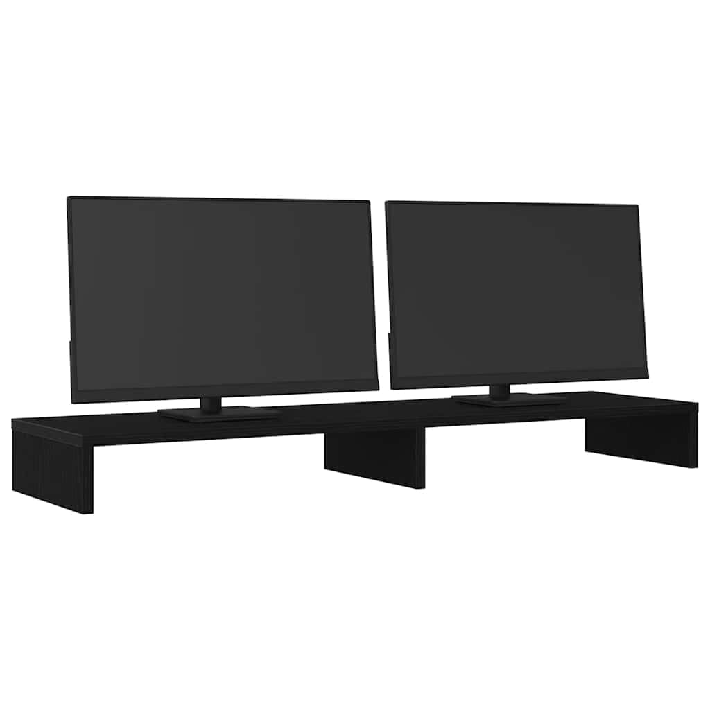 Gecheer Supporto per Monitor Doppio, Ergonomico con Piattaforma Rialzata e Scomparti Portaoggetti, 100x27x10 cm in Legno Tecnico Rovere Nero for Ufficio Casa e Lavoro a Distanza