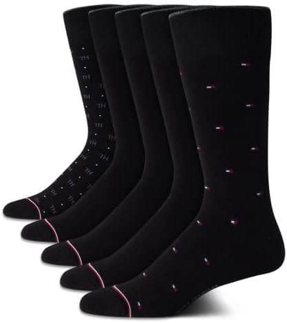 Tommy Hilfiger Mens 5 Pack Lightweight Patterned Long Dress Socks