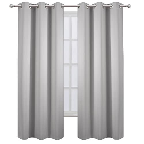 Image of LEMOMO Blackout Curtains 42 x 84 inch /Light Grey Curtains Set of 2 Panels /Thermal Insulated Room Darkening Bedroom Curtains