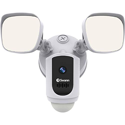 Swann Wi-Fi 1080p Waterproof Motion Activated FloodLight Camera with Night Vision, Heat Sensing, 2-Way Talk, Dimmable 2500 Lumens, Wide 125 Degree Viewing, Free Cloud & Local Recording.