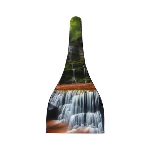 Newborn Baby Hat, Waterfall View Print Soft Top Knot Beanie Cap, Cute Baby Headwear for 0-6 Months Black2